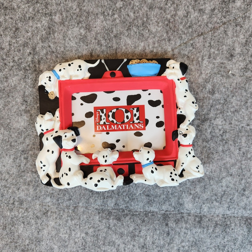 VTG Disney 101 Dalmatians Puppies Watching TV Photo Picture Frame Ceramic Decor‎